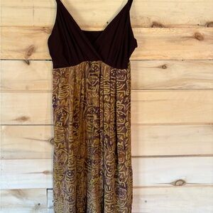 Chic Brown and Gold Maxi Dress